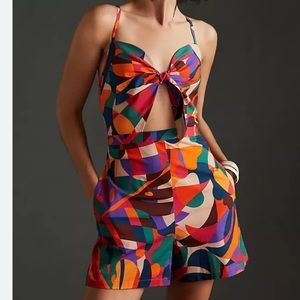 Farm Rio Anthropologie Cut Out Romper size M
